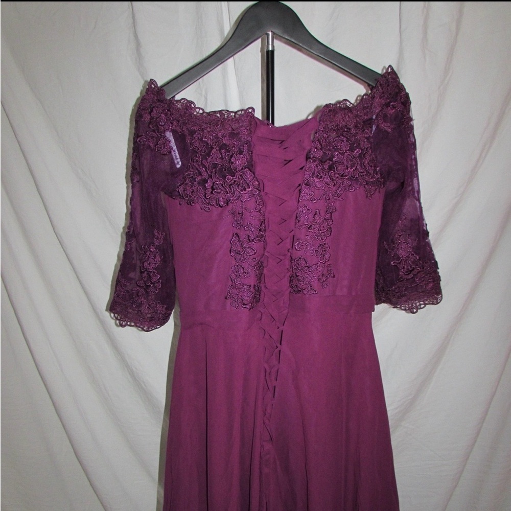 Elegant Purple Lace Wedding Dress - Picture 7 of 13